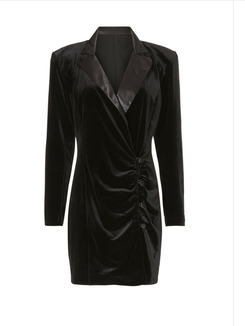 Ashley By 26 International Black Velvet Ruched Blazer Dress